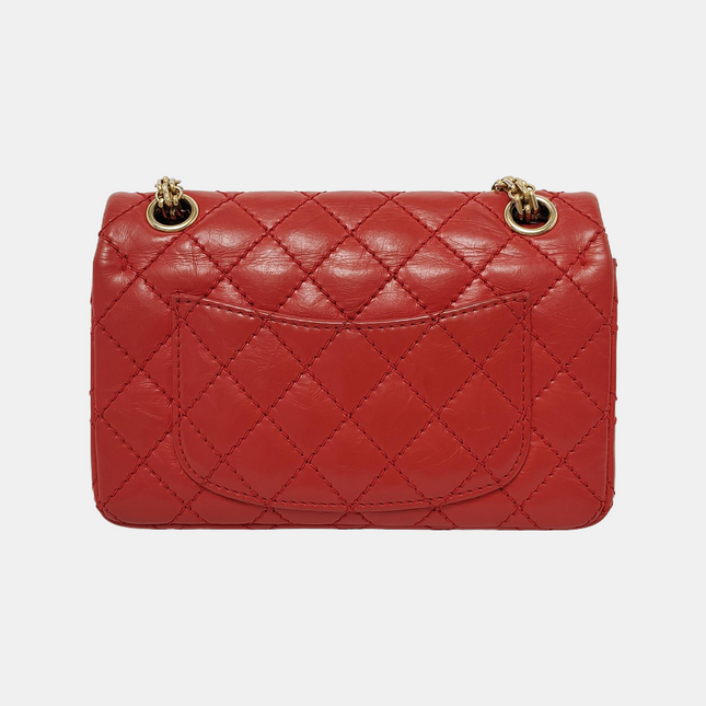 Chanel 2.55 Flap Bag Mini Red Lambskin Leather Gold-tone Hardware