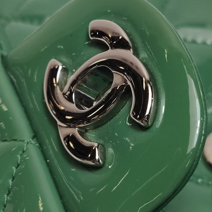 Chanel Classic Flap Rectangular Mini Green Patent Leather Silver Hardware 2016-2017