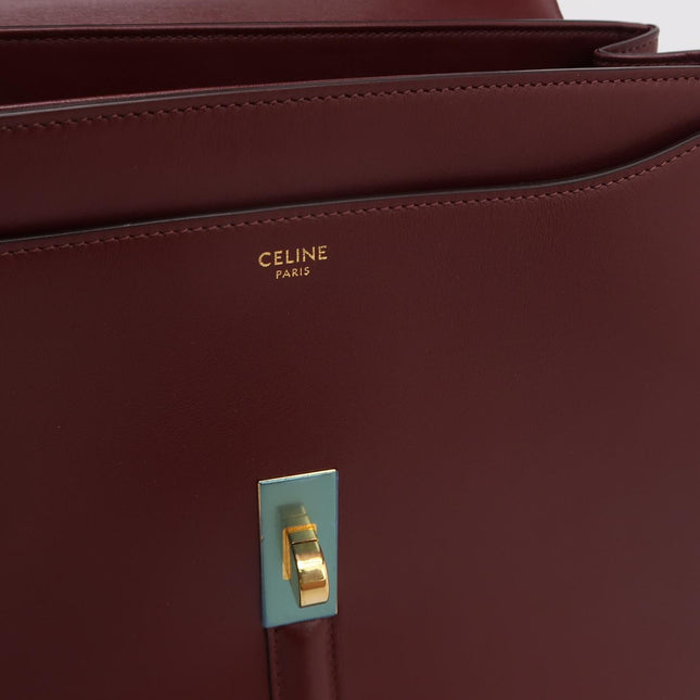 Celine 16 Bag Medium Burgundy Smooth Calfskin Leather With Strap