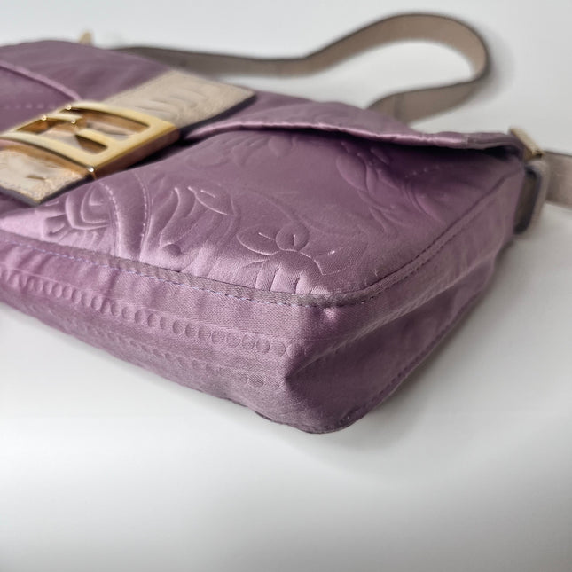 Sold FENDI Baguette Purple Silk with embossed pattern