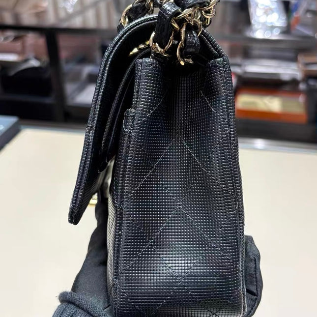 Chanel Classic Flap Medium 2016 Black Pixel Effect Calfskin Leather Gold Hardware
