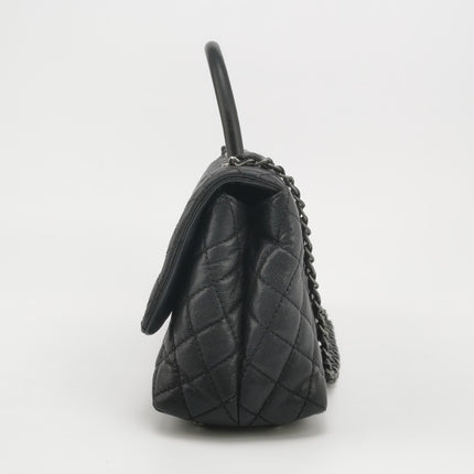 Chanel Coco Handle Medium Black Caviar Leather Silver Hardware, 2016