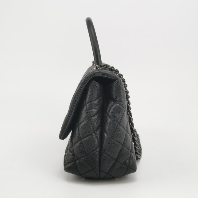 Chanel Coco Handle Medium Black Caviar Leather Silver Hardware, 2016
