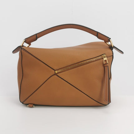 Loewe Puzzle Medium Brown Leather with Embroidered Multicolor Strap