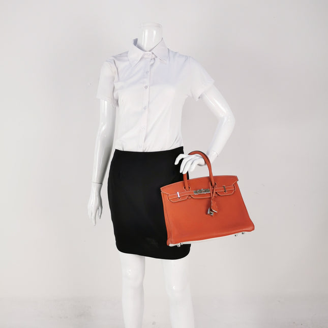 Hermes Birkin 30 Togo Leather Orange 9M Sanguine and White Palledium Hardware 2010