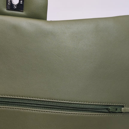 Chanel Classic Flap Maxi Metallic Green Patent Leather Double Flap Sliver Hardware 2012