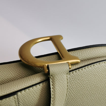 Dior Saddle Medium 2022 Mint Green Grained Leather Handbag with Leather Strap