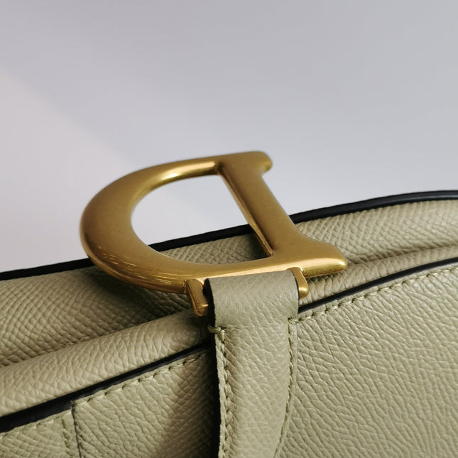Dior Saddle Medium 2022 Mint Green Grained Leather Handbag with Leather Strap