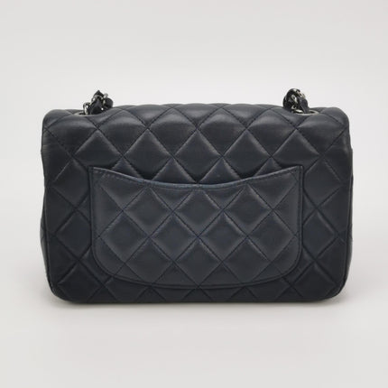 Chanel Classic Flap Mini 2014 Navy Lambskin Leather Silver Hardware