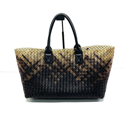 Bottega Veneta Cabat Large Intreccio Black and Transparent Leather and PVC Tote Bag