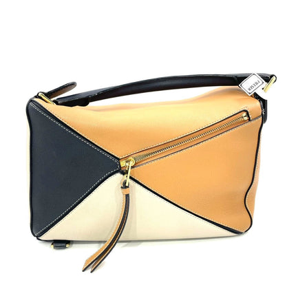 Loewe Puzzle Medium Tricolor Black Yellow Calfskin leather bag