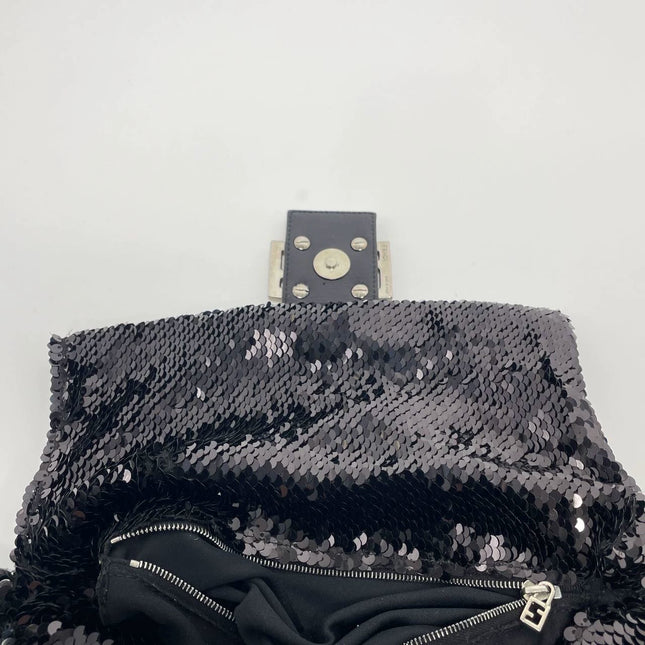 Fendi Baguette Vintage Black Sequins and Leather