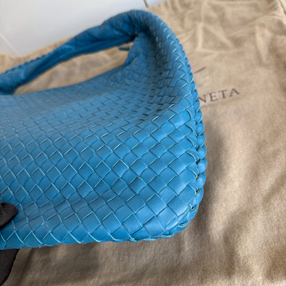 Bottega Veneta Veneta Hobo Medium Blue Intrecciato Leather Bag 47cm