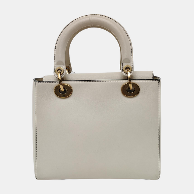Lady Dior Medium Love White Calfskin Leather with Gold-tone Hardware