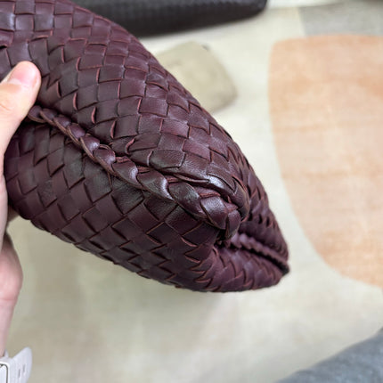 Bottega Veneta Veneta Hobo Burgundy Wine Intreciatto Leather Bag Large 48cm
