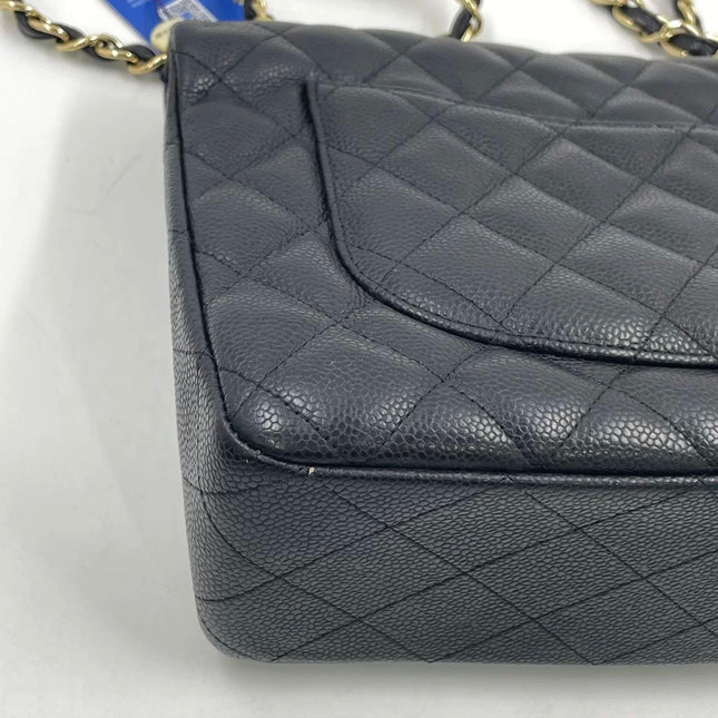 Chanel Classic Flap Jumbo 2009 Black Caviar Leather Single Flap Gold Hardware