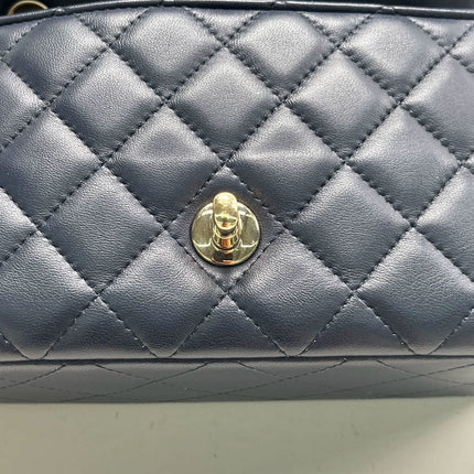 Chanel Classic Flap Mini Rectangular Navy Lambskin Leather Gold Hardware, 2020