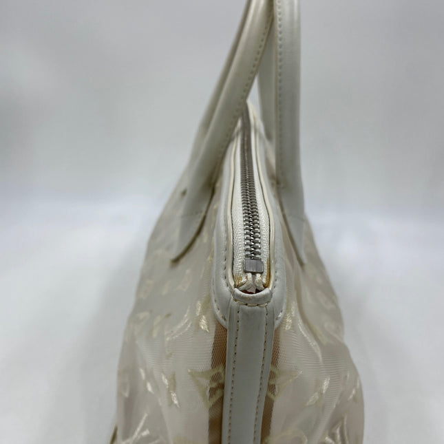 Louis Vuitton Lockit White Mesh Monogram and Leather Handbag