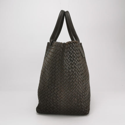 Bottega Veneta Cabat Tote Intreccio Leather Dark Chocolate Brown 45cm