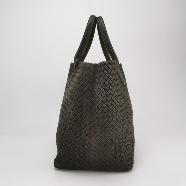 Bottega Veneta Cabat Tote Intreccio Leather Dark Chocolate Brown 45cm