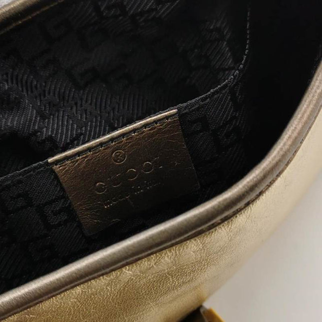 Sold Gucci Jackie Vintage Mini Gold Lambskin Leather Brown Calfskin Leather