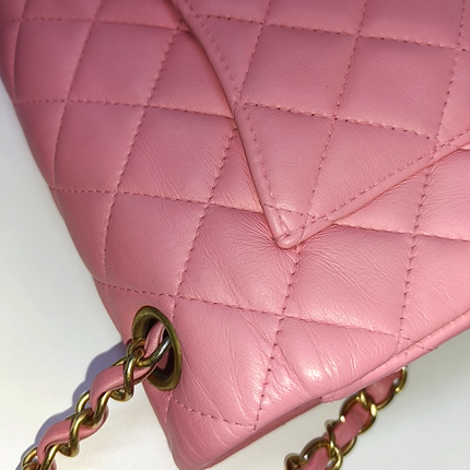 Chanel Classic Flap Rectangular Mini Pink Lambskin Leather Gold Hardware