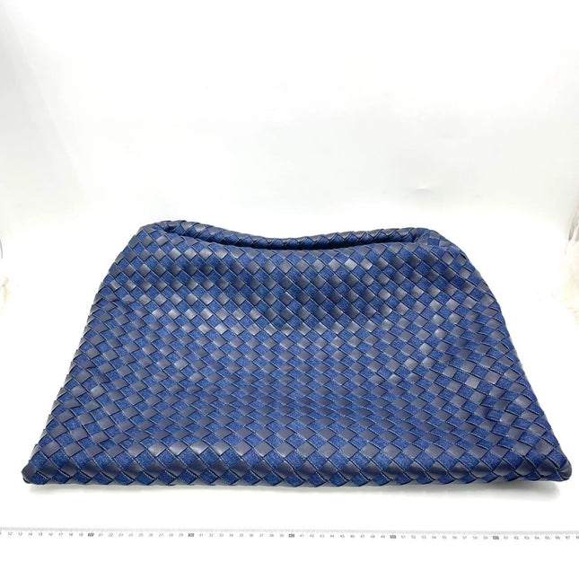 Bottega Veneta Hop Large Leather and Denim Intrecciato Navy Hobo Bag 55cm