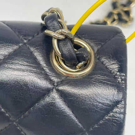 Chanel Classic Flap Mini 2016 Black Lambskin Leather Gold Hardware