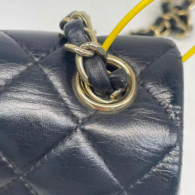 Chanel Classic Flap Mini 2016 Black Lambskin Leather Gold Hardware