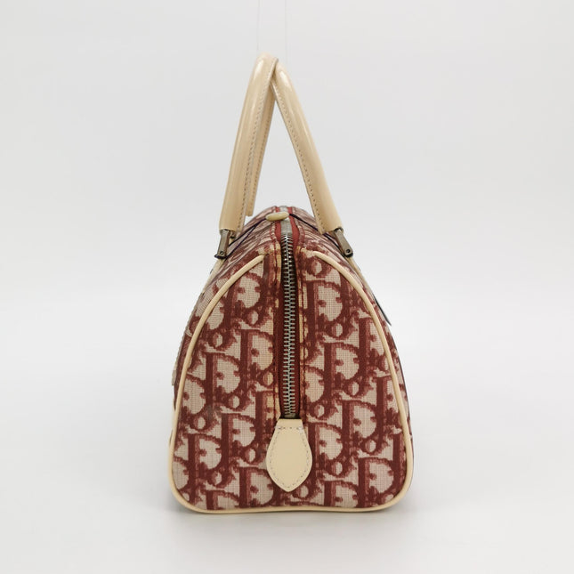 Dior No. 1 Rasta Trotter Bowling Bag Red Oblique Canvas White Patent Leather