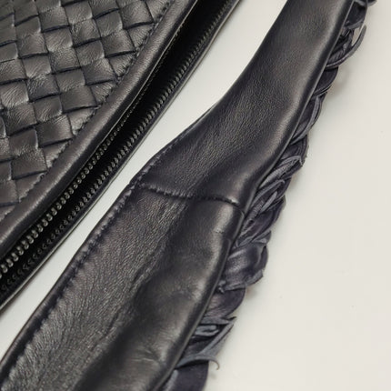 Bottega Veneta Hobo Maxi Midnight Navy Black leather Tiny Fringes 50cm
