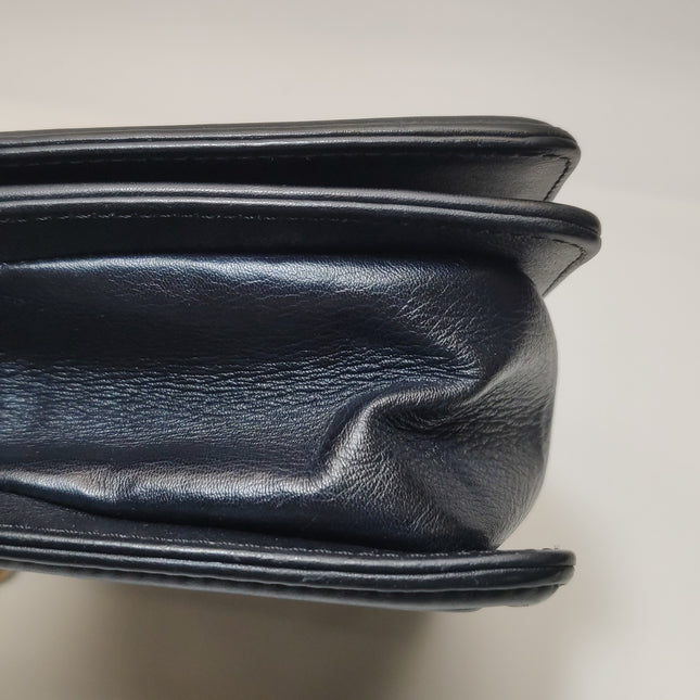 Chanel Le Boy Small Black Lambskin Leather Antiqued Gold Hardware