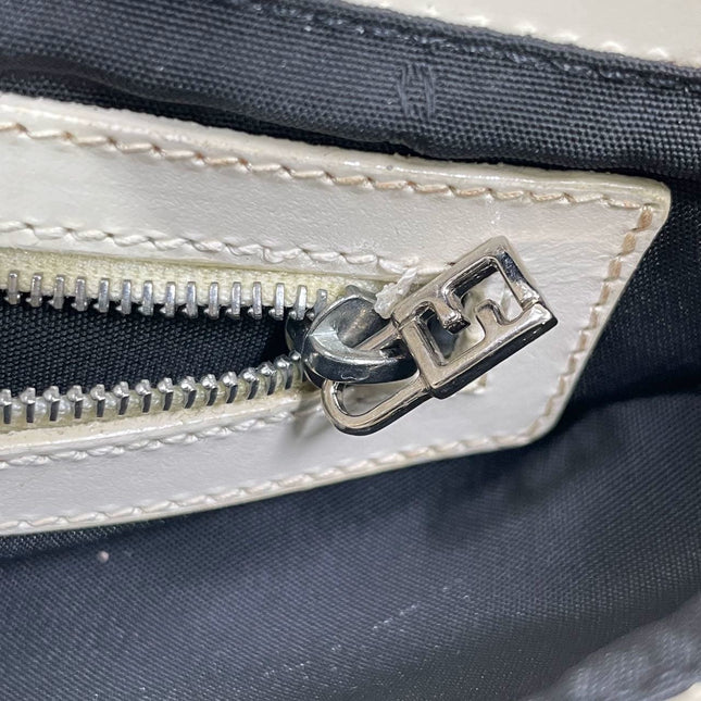 Fendi Baguette Vintage White Glitter Beads Brown Leather