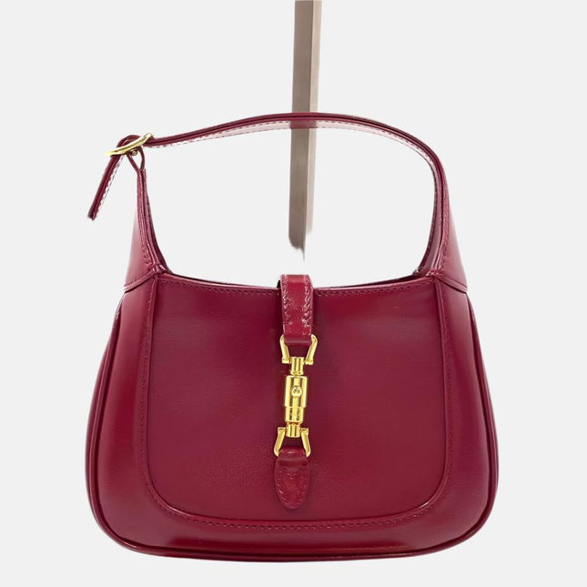 Gucci Jackie 1961 Mini Red Burgundy Leather Bag-Luxbags
