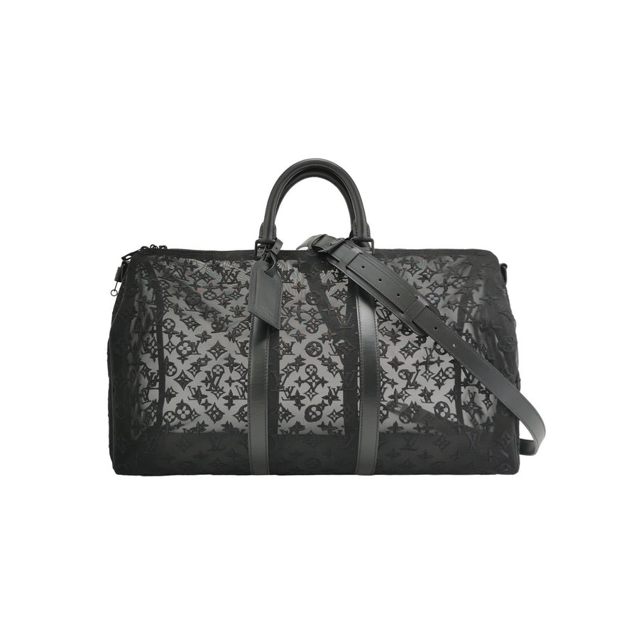 Sold Louis Vuitton Keepall Bandouliere Monogram Mesh 50 Black in Mesh/Leather