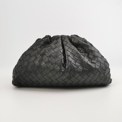 Bottega Veneta Pouch Large Intrecciato Black Calfskin Leather Clutch