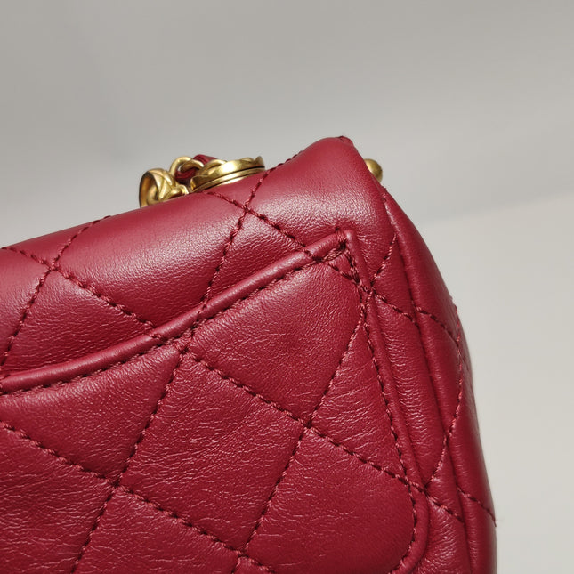 Chanel Kiss Lock Clasp Bag Super Mini Red Lambskin Leather Gold-tone Hardware, 2020