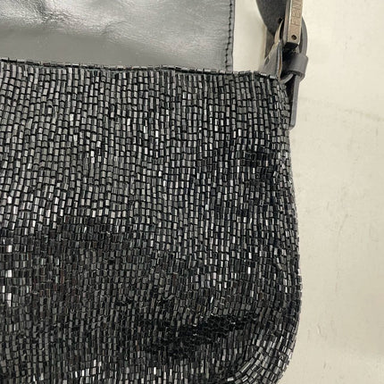 Fendi Baguette Vintage Black Glitter Beads Shoulder Bag