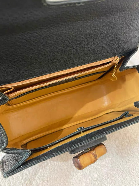 Gucci Bamboo 1947 Top Handle Bag Leather Small Dark Green