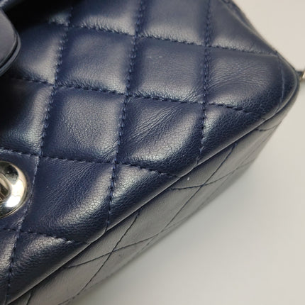 Chanel Classic Flap Mini 2020 Navy Lambskin Leather Silver Hardware