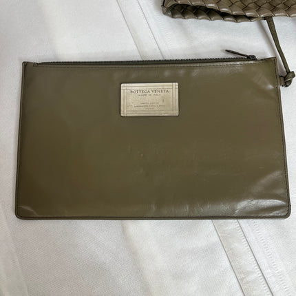 Bottega Veneta Cabat Large Intreccio Leather Tote Bag Dark Olive Green