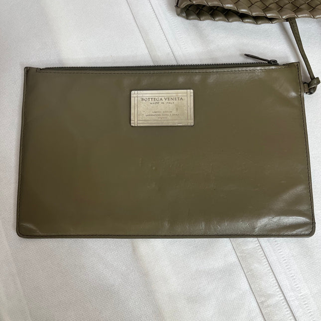 Bottega Veneta Cabat Large Intreccio Leather Tote Bag Dark Olive Green