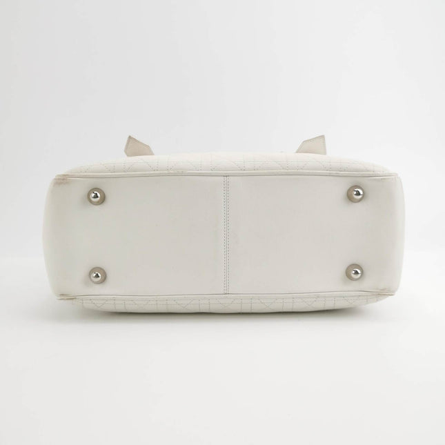 Sold Dior Cannage Leather Tote Bag White 2005 with Silver Hardware