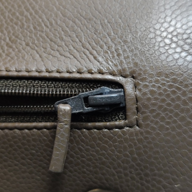 Chanel Classic Flap Jumbo 2012 Coffee Brown Caviar Leather Double Flap Silver Hardware