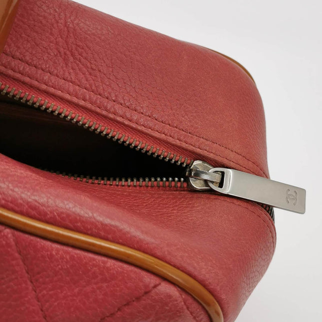 CHANEL Caviar Quilted Large Bowler Bag Red