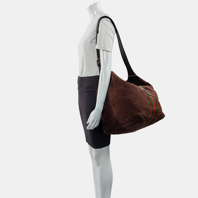 Gucci Jackie 1961 Medium Brown Suede Shoulder Tote Bag