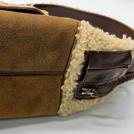 Dior Flight Medium Brown Shearling Leather with Orange Tag Shoulder Bag
