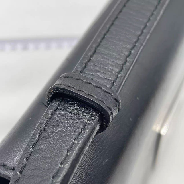 Gucci Vintage Black Leather Shoulder Bag Jumbo Square G Logo