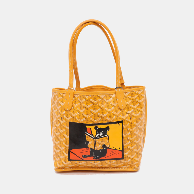 Goyard Anjou Mini Tote Yellow French Bulldog Reversible Leather