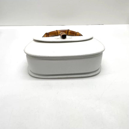 Gucci Bamboo 1947 Medium Vintage White Grained Leather With Strap